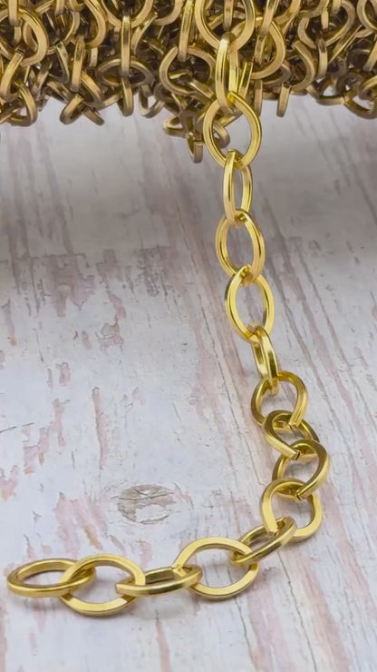 Smooth Chunky Oval Cable Chain, Antiqued 18k Gold Plated - G092-CH
