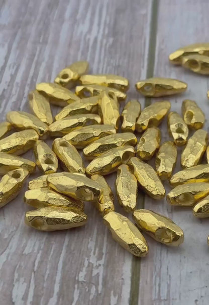 Faceted Metal Drop Bead, Satin 18k Gold Plated - ST322
